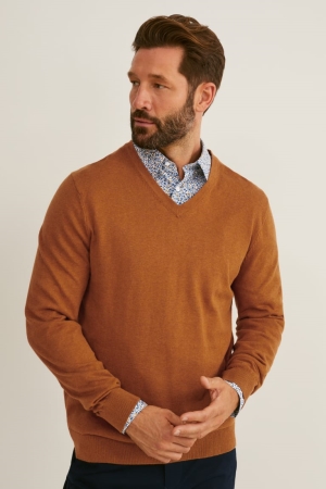 C&A And Regular Fit Button-down Collar Easy-iron- Recycled Miesten Puserot Ruskea Sininen | 94QVDPFAG