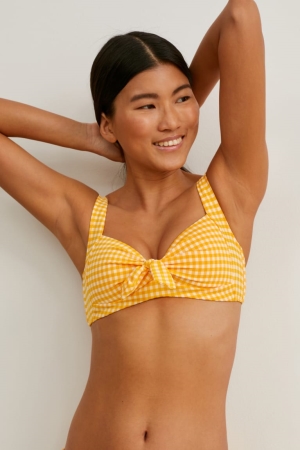 C&A Bikini Pehmustettu Lycra® Xtra Life™ Check Naisten Uimapuvut Keltainen | 98OFHRESI