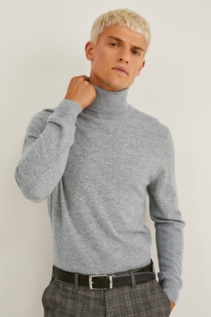 C&A Cashmere Polo Neck Miesten Puserot Harmaat | 93KBMCLTV