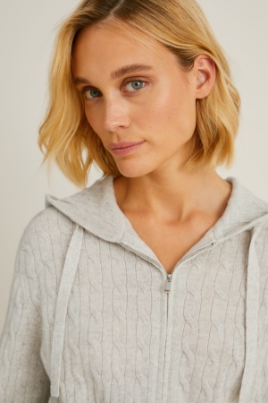 C&A Cashmere With Hood Naisten Neuletakki Valkoinen | 16GXSUNKR