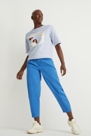C&A Chinos Mid-rise Vyötärö Tapered Fit Naisten Suorat Housut Sininen | 69SQVIMUH
