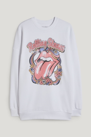 C&A Clockhouse Rolling Stones Naisten Puserot Valkoinen | 10CBGLRYI