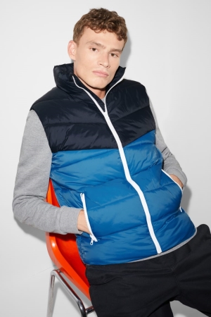 C&A Clockhouse Tikattu Gilet Recycled Miesten Takki Sininen | 90UAZVNYH