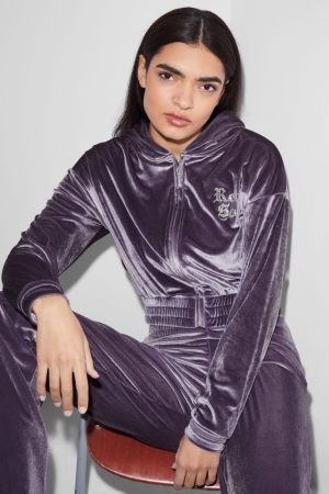 C&A Clockhouse Velvet Cropped Naisten Huppari Violetit | 17NWSECAL