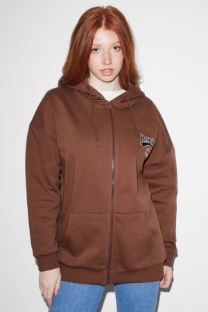 C&A Clockhouse Zip-through With Hood Naisten Puserot Ruskea | 93XFRTAPB