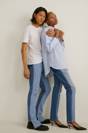 C&A E.L.V. Denim Suoraan High Vyötärö Genderneutral Recycled Miesten Farkut Sininen Vaaleansininen | 87YUXDZQO