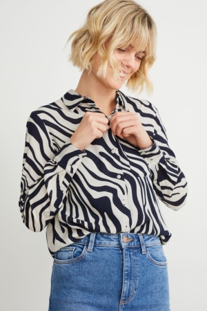 C&A Lenzing™ Ecovero™ Patterned Naisten Pusero Tummansininen Valkoinen | 71RJOYXBK