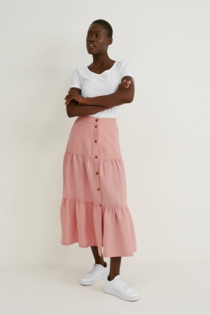 C&A Linen Blend Naisten Hameet Pinkki | 71WDYBGHC