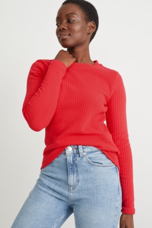 C&A Long Sleeve Naisten Topit Punainen | 13PKXOWCZ