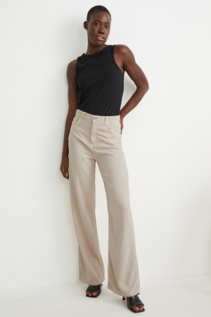 C&A Loose Fit High Vyötärö Recycled Naisten Farkut Beige | 93XOGSMYI