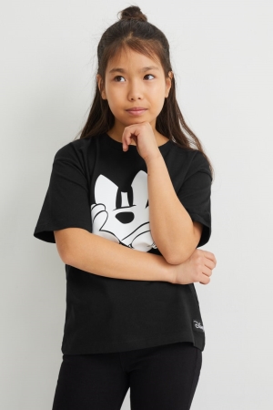 C&A Mickey Mouse Sleeve Tytön T Paidat Mustat | 57NFMQWGD