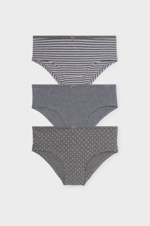C&A Multipack Of 3 Hipster Briefs Organic Puuvilla Tytön Alusvaatteet Harmaat | 07KQBCOTG