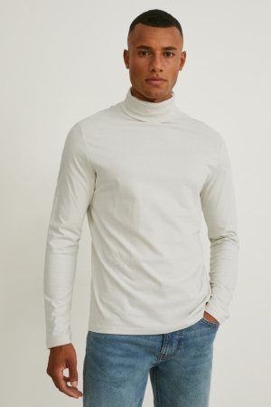 C&A Polo Neck Organic Puuvilla Miesten Topit Valkoinen | 78LNKYJQT