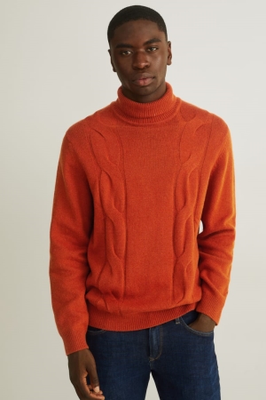 C&A Polo Neck Villa Blend Recycled Miesten Puserot Tummanoranssi | 83JDTGYWR