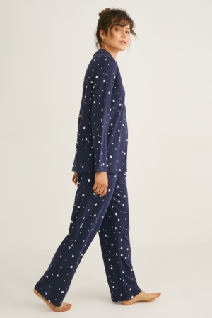 C&A Pyjamas Patterned Naisten Yöasut Tummansininen | 17ADSQIKF