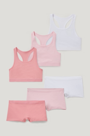 C&A Set 3 Crops And 3 Pairs Of Organic Puuvilla Tytön Alusvaatteet Pinkki | 67ZWUJFSC