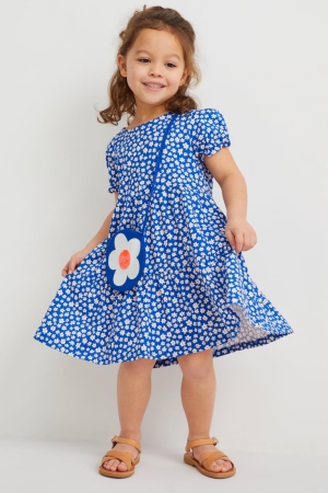 C&A Set And Bag 2 Piece Floral Tytön Mekko Sininen | 96FYVXSOM