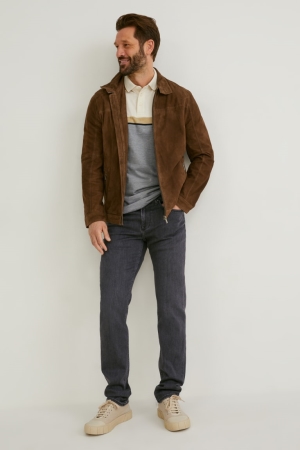 C&A Slim Recycled Miesten Farkut Sininen Tummanharmaat | 49TMVACIL