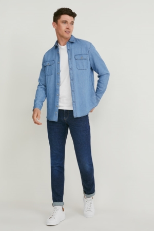 C&A Slim With Hemp Fibres Lycra® Miesten Farkut Sininen Tummansininen | 43YNICJSO