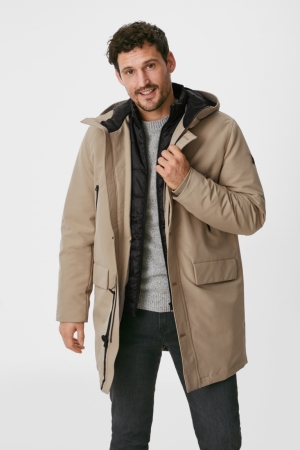 C&A Technical Parka With Hood Recycled Miesten Takki Beige | 82JFHYEDK
