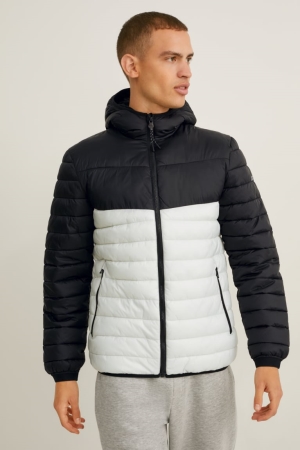 C&A Tikattu With Hood Recycled Miesten Takki Valkoinen Mustat | 40UPWEFHM